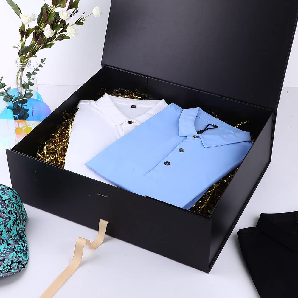 Extra Large 19x16x6 Inches Matte Black Gift Box with Magnetic Closure & Ribbon - Perfect for Groomsman Proposals, Wedding Gowns & Special Occasions - Elegant Rectangle Collapsible Gift Packaging for Weddings, Anniversaries & Luxury Presents