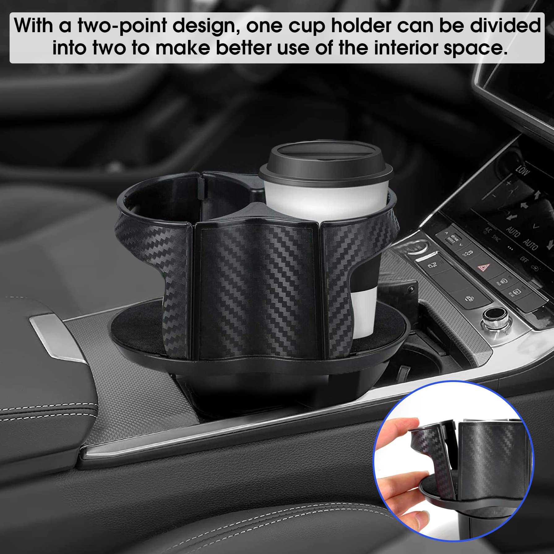 Universal 2-in-1 Car Cup Holder Expander - Adjustable Multifunctional Drink Holder with Elastic Open-Close Design for Hydro Flask, Water Bottles & Travel Mugs - Perfect for Road Trips, Commuting & Daily Driving