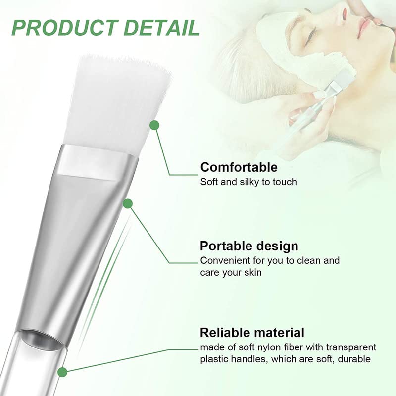 12-Piece Soft Facial Mask Brush Set with Clear Plastic Handle - Skin Care & Body Butter Applicator Tools for Smooth & Even Application (White) - Perfect for DIY Spa, At-Home Facials & Professional Skincare Routines