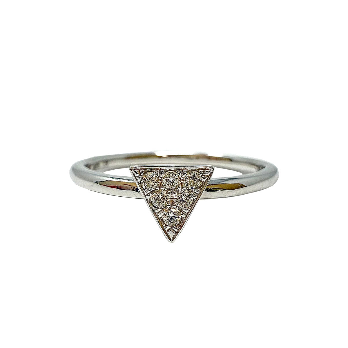 14K White Gold Diamond Ring for Women - Triangular Pave Diamond Engagement Ring, Wedding Band, Anniversary Gift for Her - Perfect for Proposals, Bridal Jewelry & Special Occasions