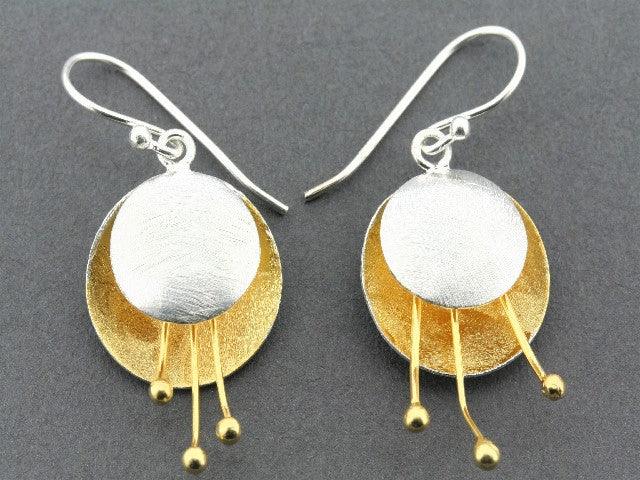 22K Gold Over Silver Fuchsia Drop Earrings for Women - Elegant Dangle Earrings for Parties, Weddings & Special Occasions