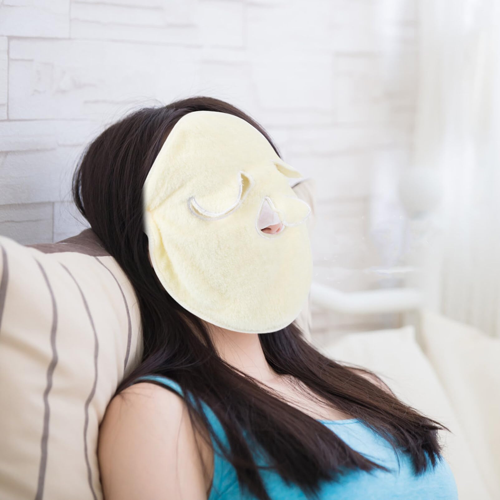 Beaupretty Soft Polyester Face Towel Mask for Women & Girls - Moisturizing Facial Steaming Towel for Spa, Skincare & Beauty Routine at Home