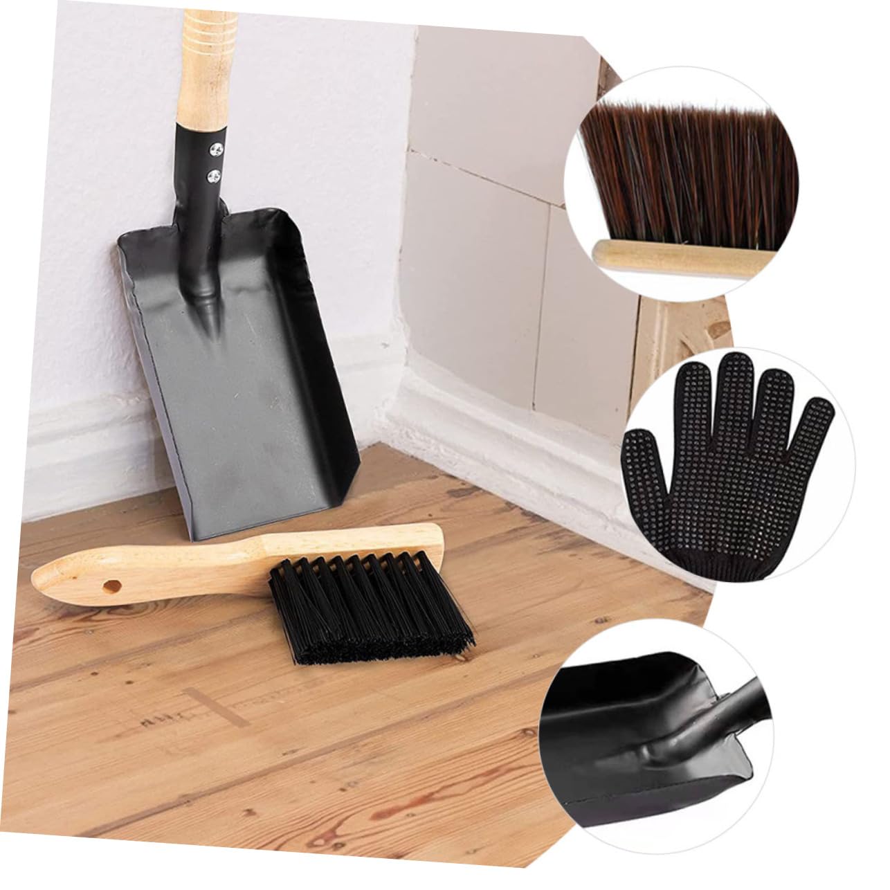 Homoyoyo Fireplace Accessory Kit - 5-Piece Set with Cleaning Broom, Ash Shovel, Duster, Heat-Resistant Gloves & Storage Bag | Essential Tools for Wood Stove, Fire Pit & Hearth Maintenance | Perfect for Indoor/Outdoor Fireplace Cleaning & Ash Removal