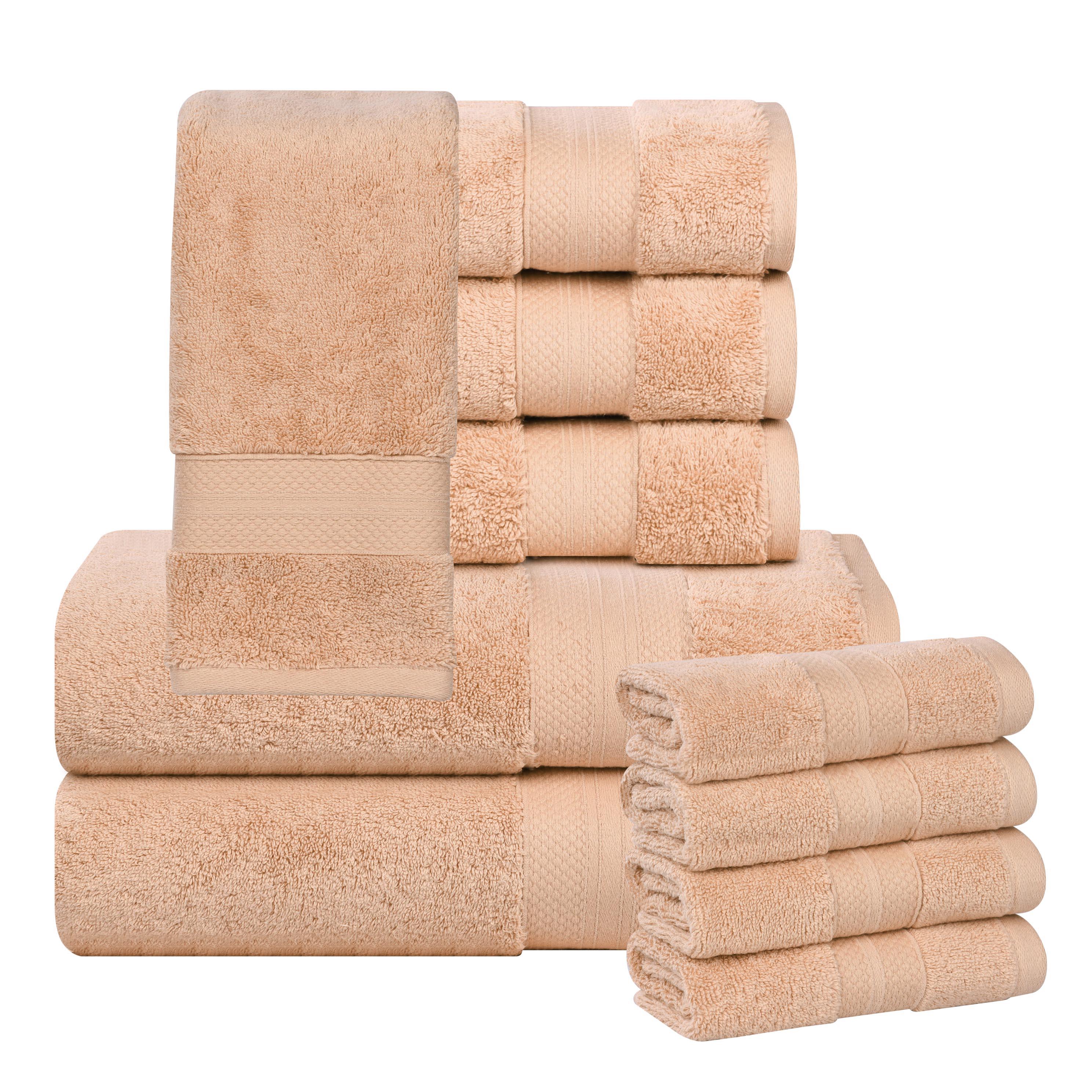 Premium Aria 10-Piece Turkish Cotton Towel Set - Ultra Soft & Absorbent Bath Towels, Hand Towels & Washcloths for Spa, Hotel & Luxury Home Use