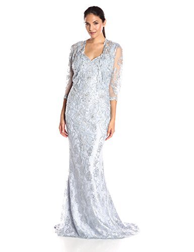 Mac Duggal Women's Beaded Lace Evening Gown with Detachable Jacket - Perfect for Prom, Black Tie Events & Formal Occasions