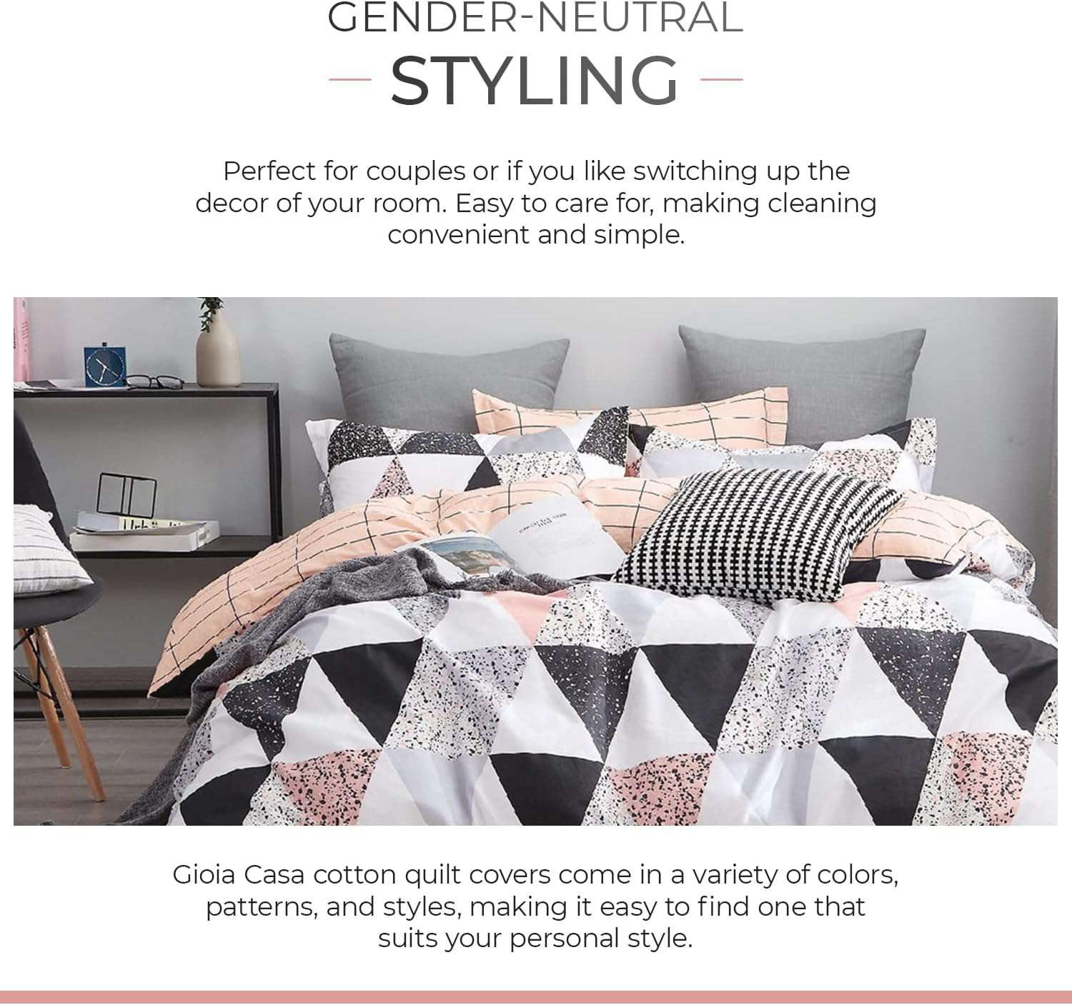 Annie 100% Cotton Reversible Quilt Cover Set - King Size Bedding for Luxurious Comfort | Perfect for Master Bedrooms, Guest Rooms & Cozy Nights