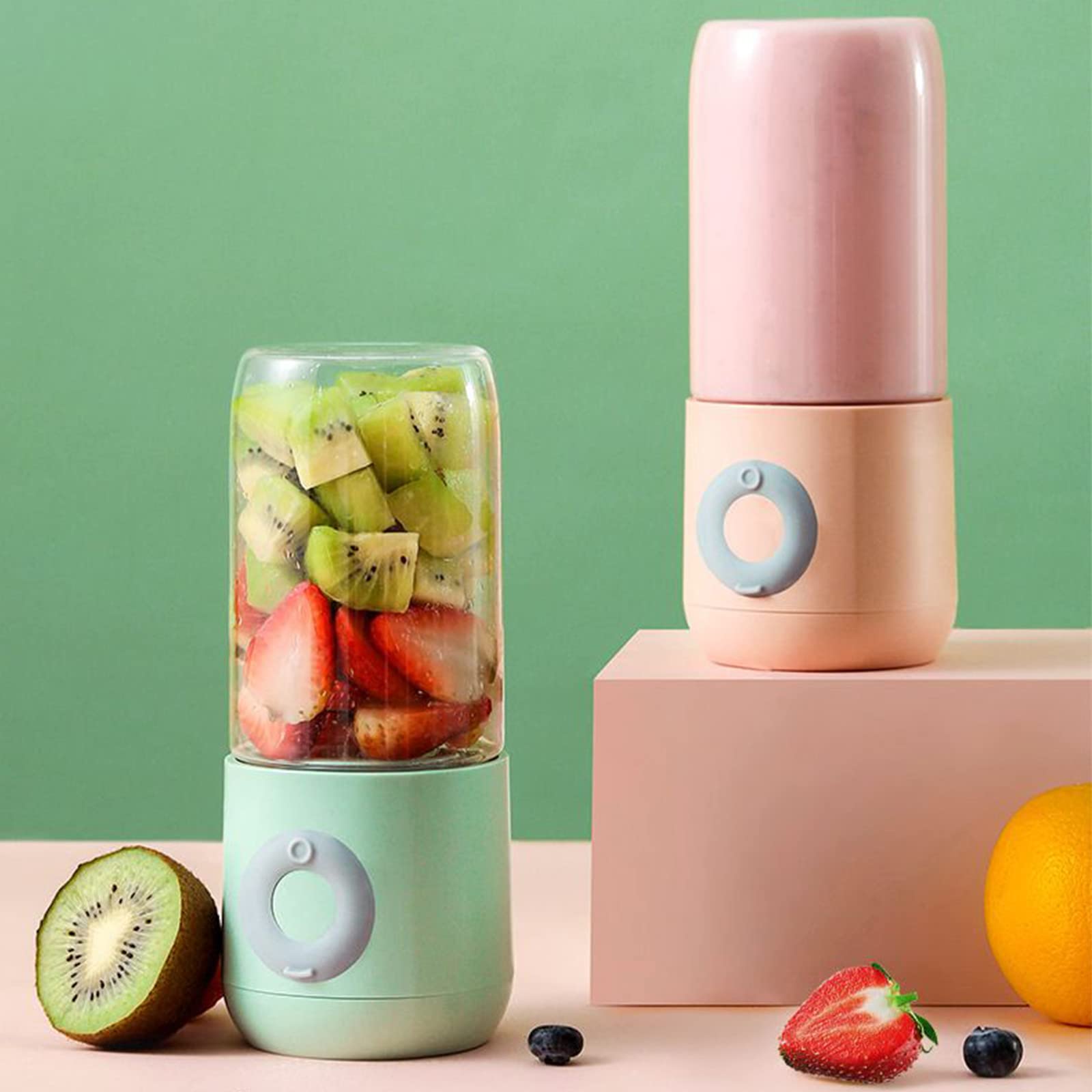 Maizoon Portable USB Rechargeable Personal Blender - 500ml/16.9oz Mini Electric Juicer Cup with 3 Stainless Steel Blades, 1300mAh Battery - Perfect for Smoothies, Shakes & Juices at Home, Office, Gym or Travel (Pink)