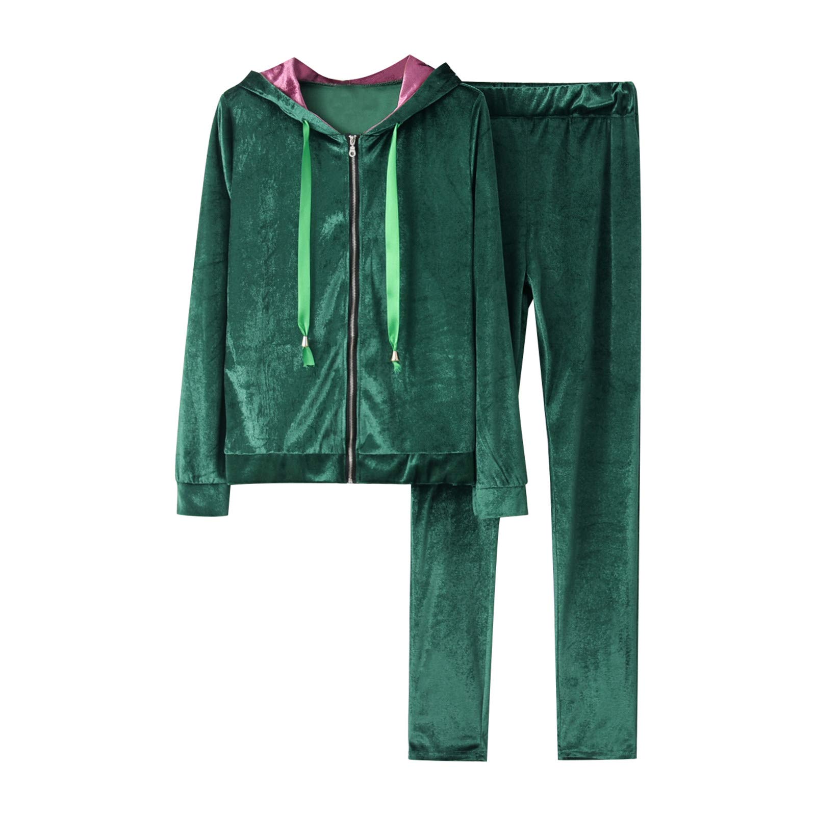 Women's Velour Tracksuit Set - Long Sleeve Zip Hoodie & Jogger Pants 2-Piece Outfit for Yoga, Gym & Casual Wear | Soft Lounge Sweatsuit for Women