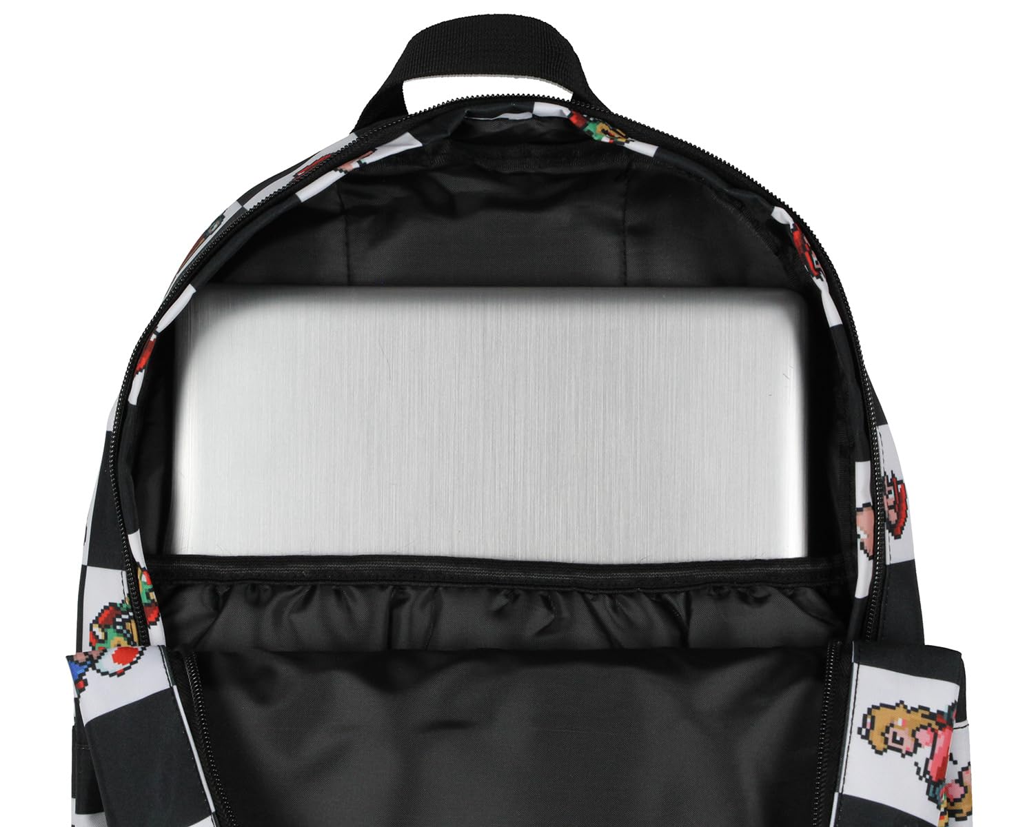 Bioworld Super Nintendo Mario Kart 8-Bit Character Checkered Travel Laptop Backpack - Official Licensed Gaming Backpack for School, Work & Travel