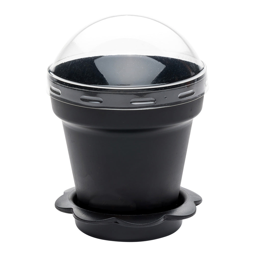 6 oz Black Plastic Mini Flower Pot Cup with Lid - 3x3x3 Inches - Pack of 100 - Perfect for Seedlings, Succulents, and DIY Plant Projects