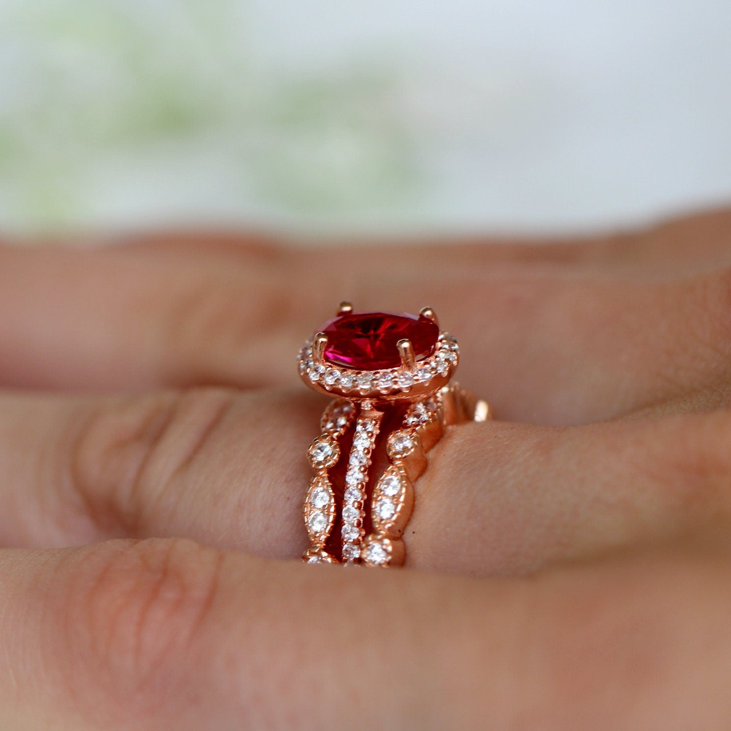 14K Rose Gold Vermeil Iris Oval Ruby Ring for Women - Elegant Jewelry Gift for Valentine's Day, Anniversary & Special Occasions