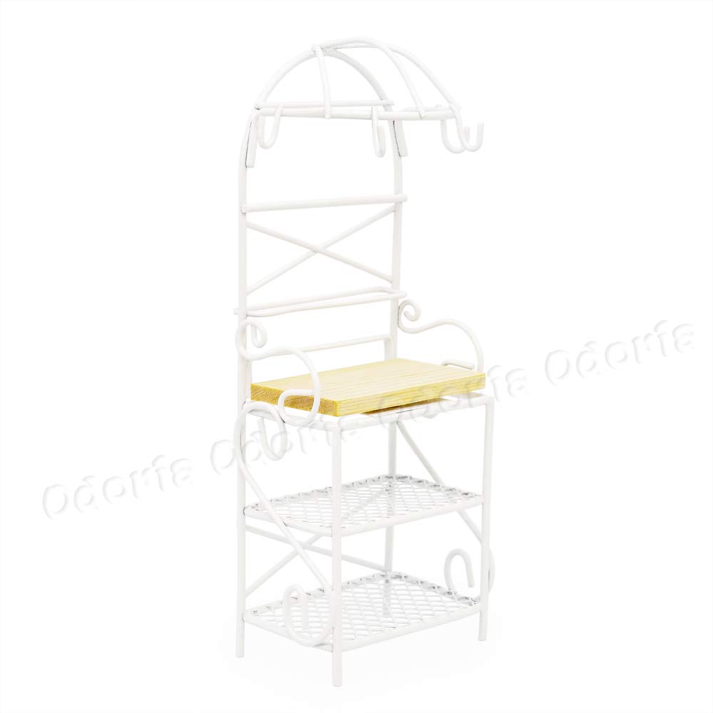 Odoria 1/12 Scale Miniature Bakers Rack - White Dollhouse Kitchen Accessories for Collectors & Model Builders - Perfect for Dollhouse Decor, DIY Projects & Miniature Displays