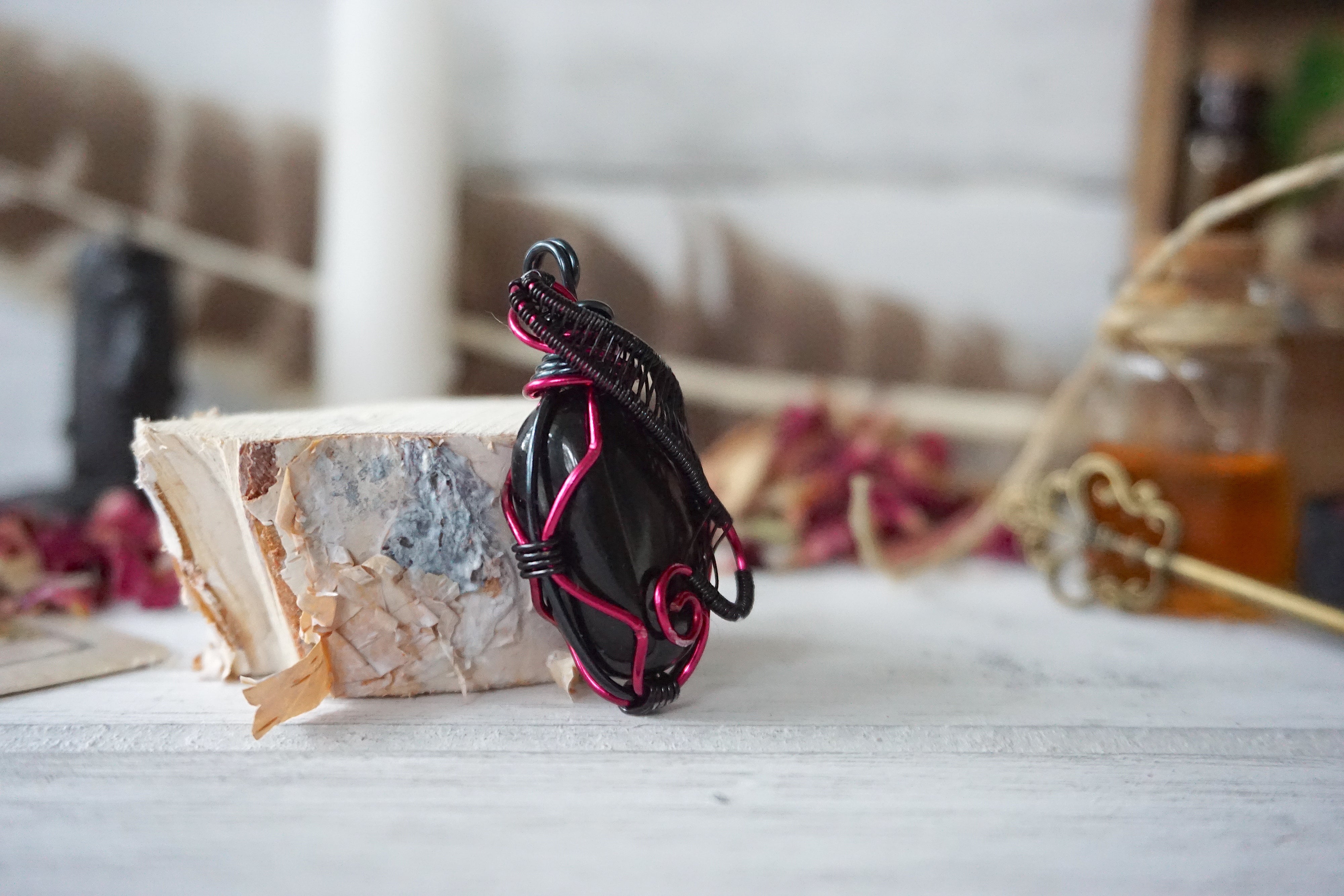 AURA OBSIDIAN COLLECTION - Obsidian Pink Crystal Jewelry Set for Women | Healing Stones Necklace & Bracelet Gift | Spiritual Energy, Chakra Balancing & Meditation Accessories | Perfect for Yoga, Reiki & Mindful Living