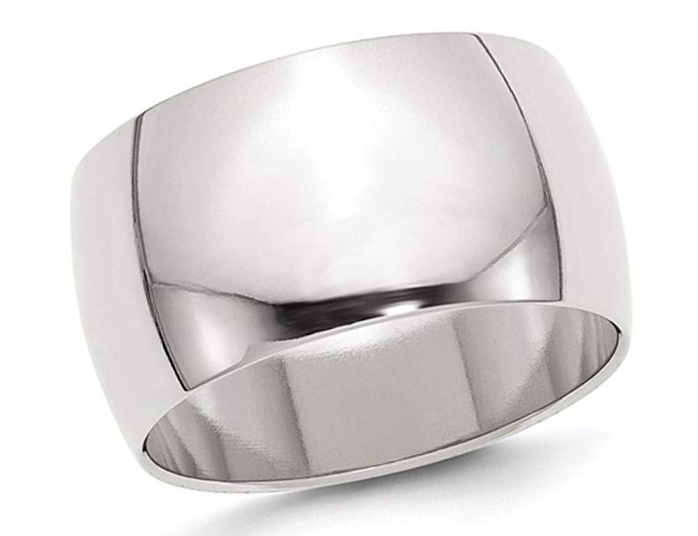 Men's 12mm Sterling Silver Wedding Band Ring - Classic Comfort Fit for Engagement, Anniversary & Everyday Wear