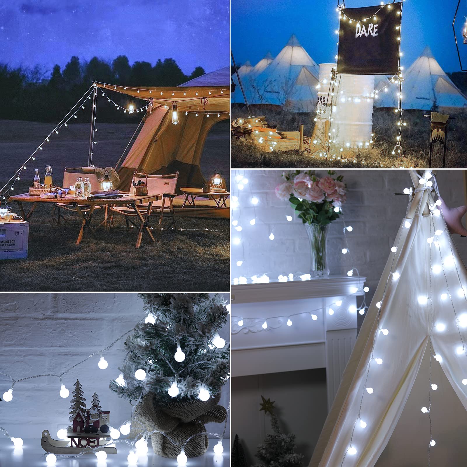 33 Feet 100 LED Waterproof Globe String Lights with Remote - Pure White Fairy Lights for Indoor/Outdoor Wedding, Christmas Tree, Party & Garden Decorations - Perfect for Patio, Backyard, and Holiday Celebrations