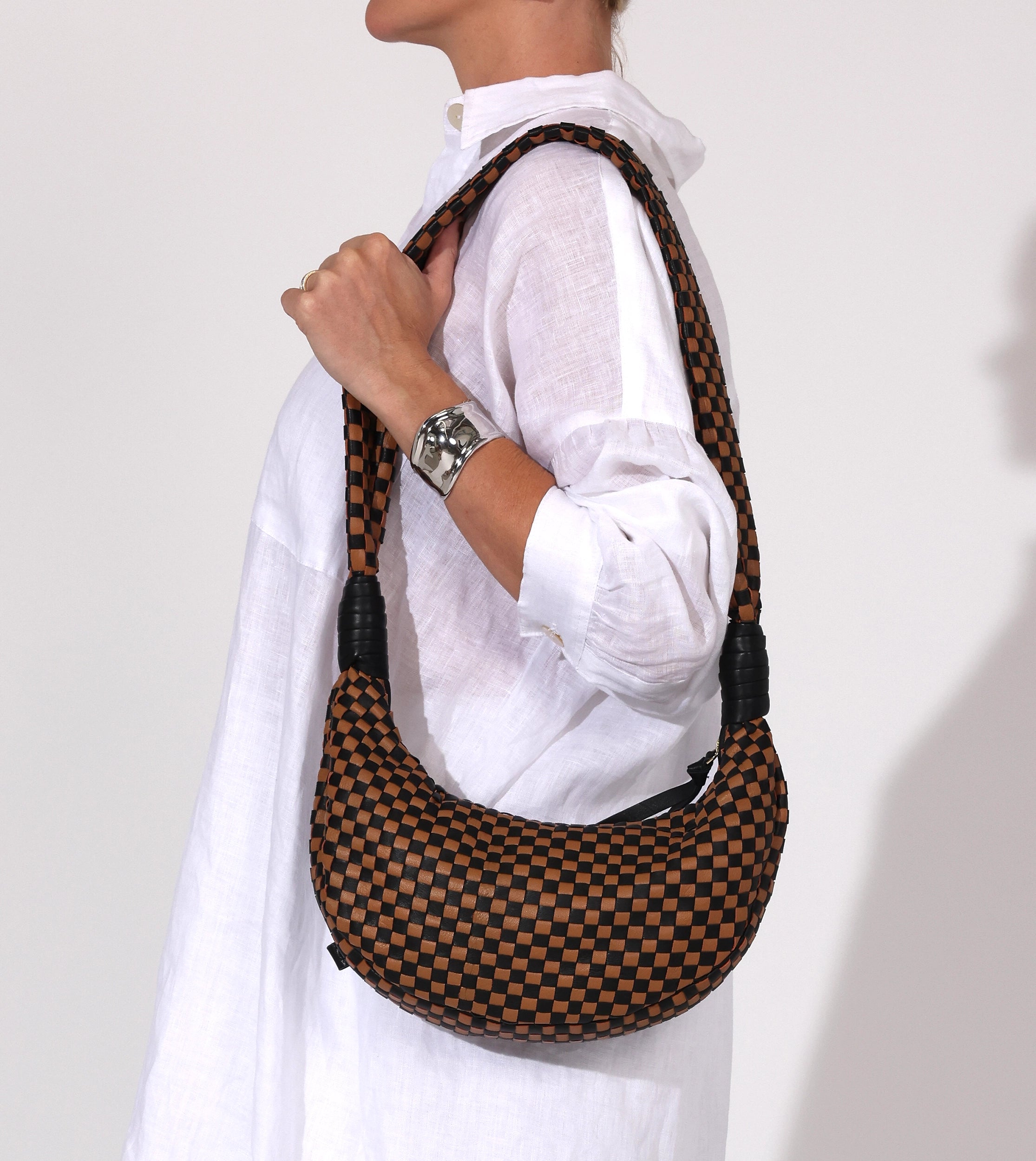 Dylan Woven Leather Handbag for Women - Stylish Brown Multi-Color Crossbody Purse | Perfect for Work, Travel & Everyday Use