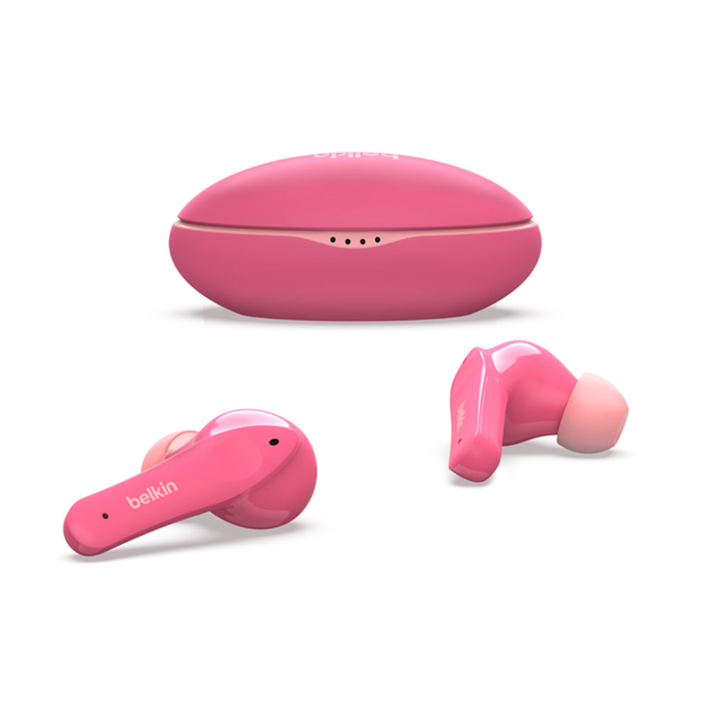 Belkin SoundForm Nano True Wireless Earbuds for Kids - Pink | Bluetooth Kids Headphones with Safe Volume, Secure Fit & Long Battery Life - Perfect for School, Travel & Playtime