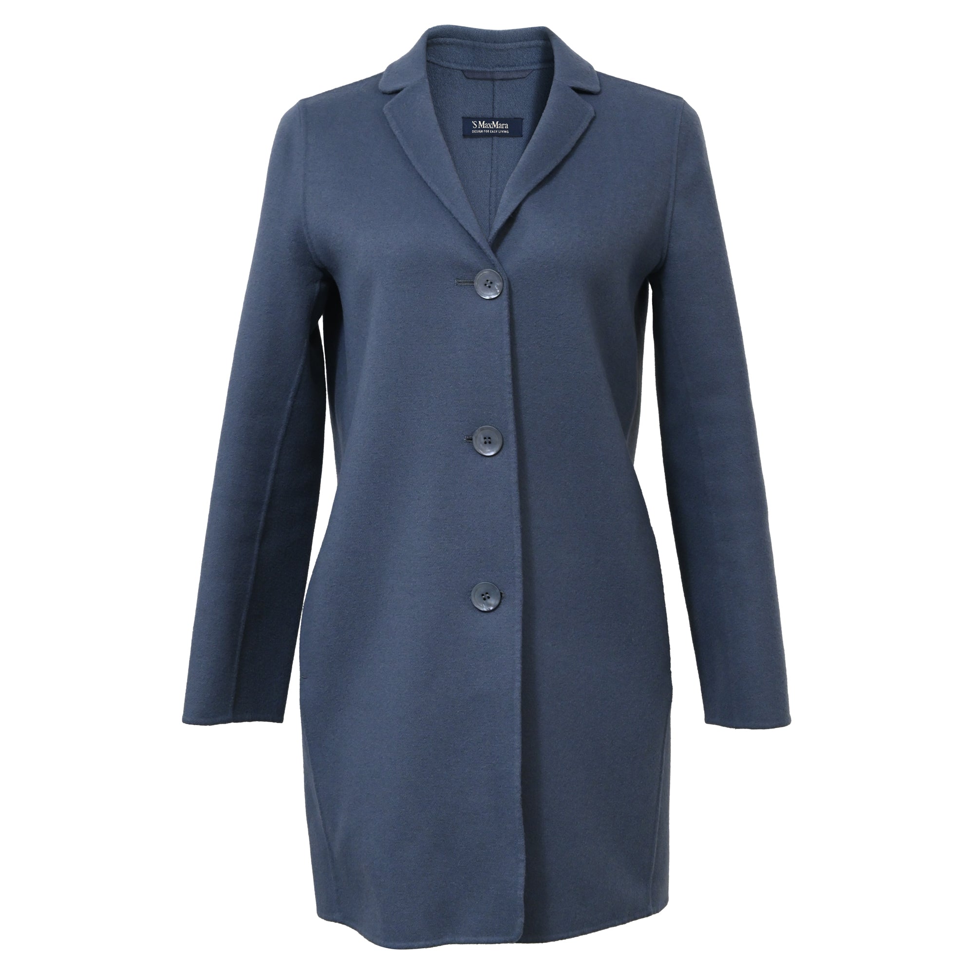 Max Mara Women's Blue Wool Single Breasted Coat - Elegant Winter Outerwear for Office & Formal Occasions