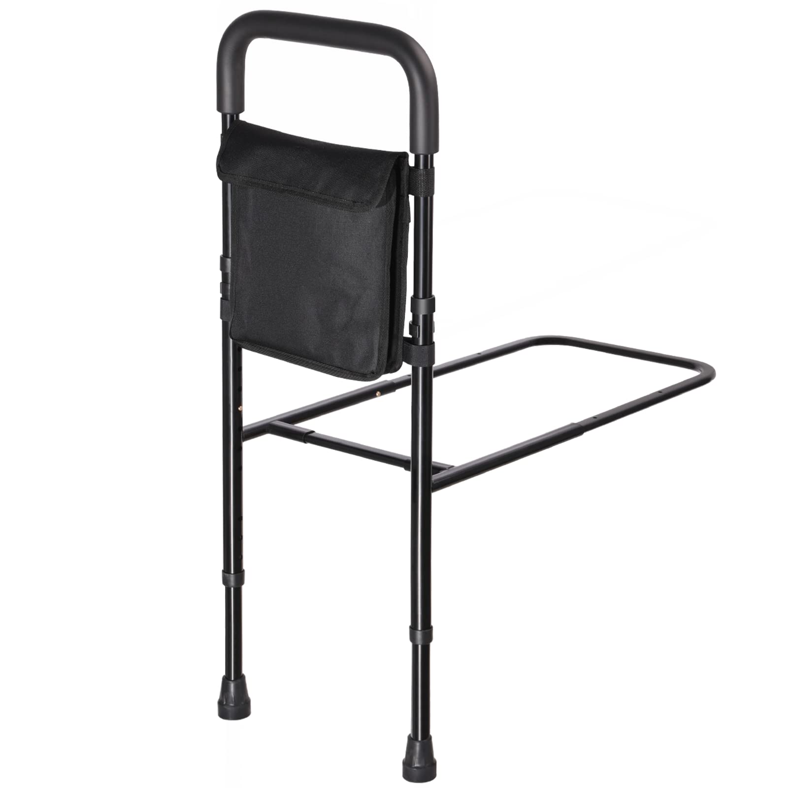**Adjustable Bed Rail for Elderly Adults - Safety Assist Handle with Storage Pocket, Fits King Queen Full Twin Beds, Supports 300lbs - Ideal for Home Care & Medical Use (Black)**