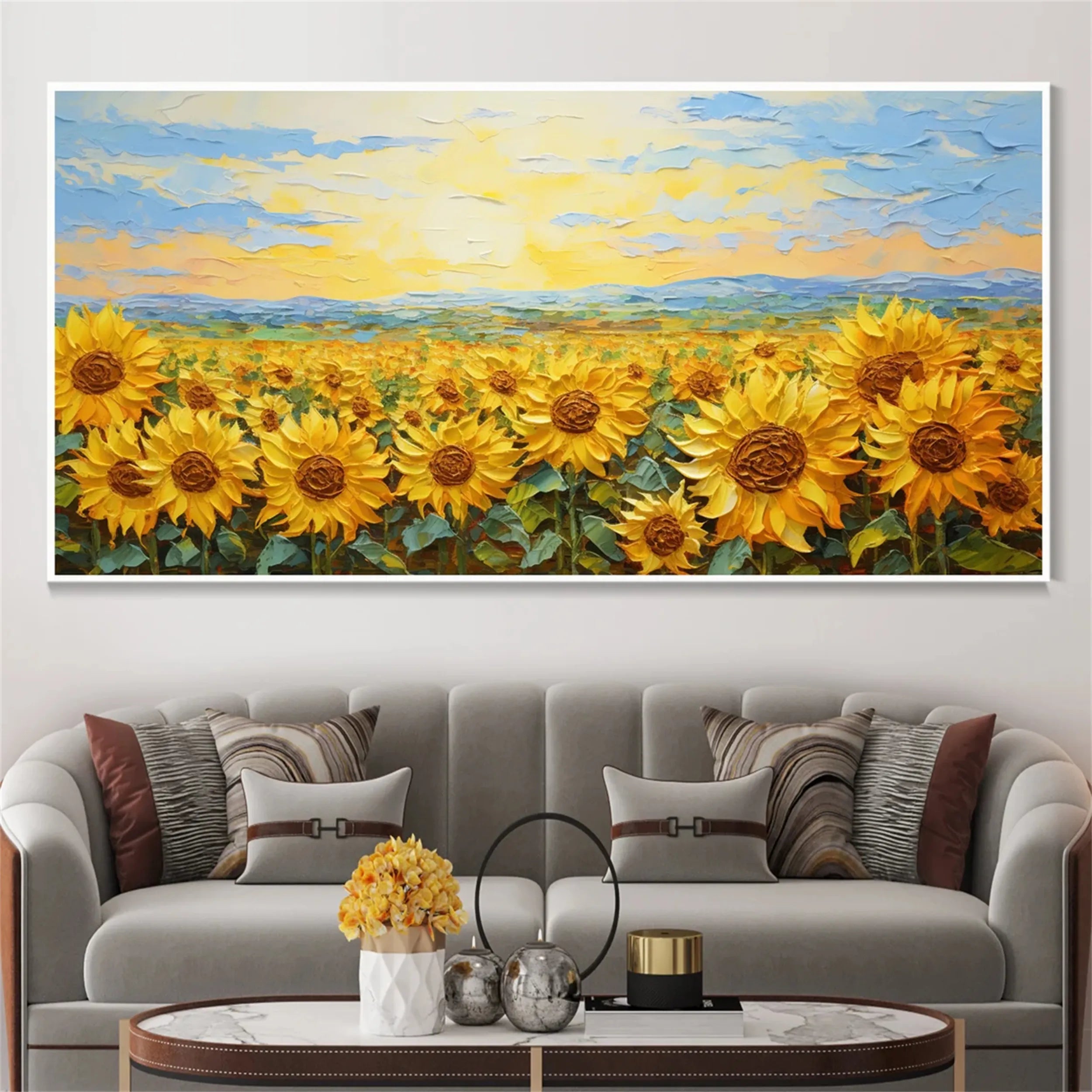 Beautiful Flower and Tree Painting #FT079 - Handmade Canvas Art for Home Decor, Living Room, Bedroom & Office Wall
