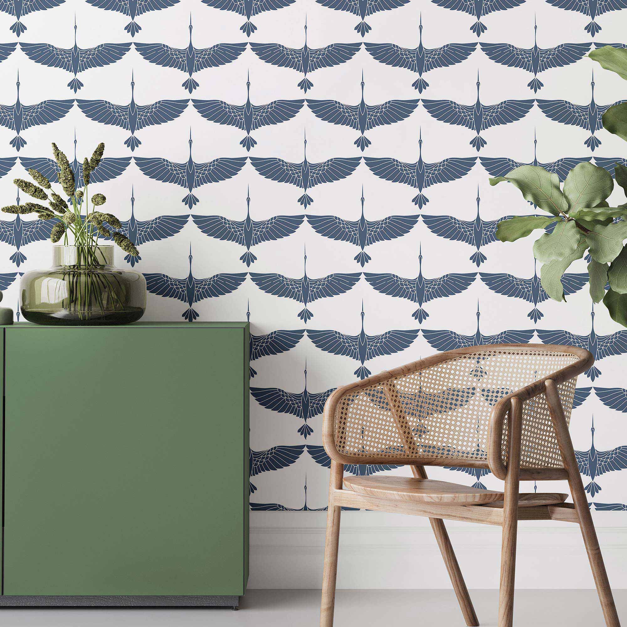 Blue Birds Peel and Stick Removable Wallpaper 4684 - Self-Adhesive Decorative Wall Covering for Bedroom, Nursery & Home Decor