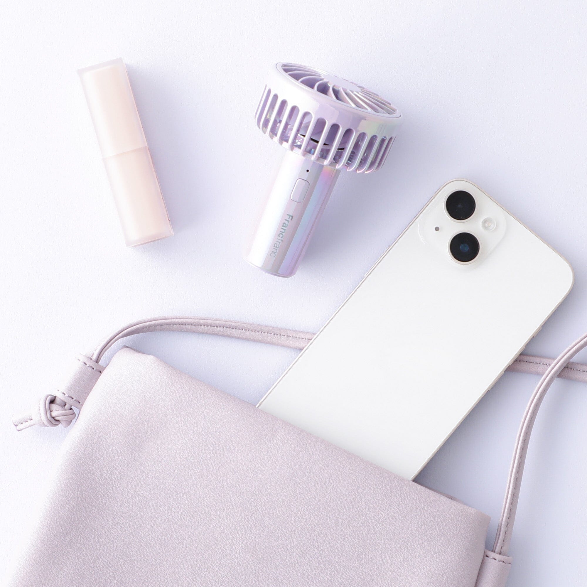 Portable Mini Fan with Aurora Light - USB Rechargeable Handheld Fan for Travel, Office, and Outdoor Use - Cool White Personal Fan for Summer Heat Relief