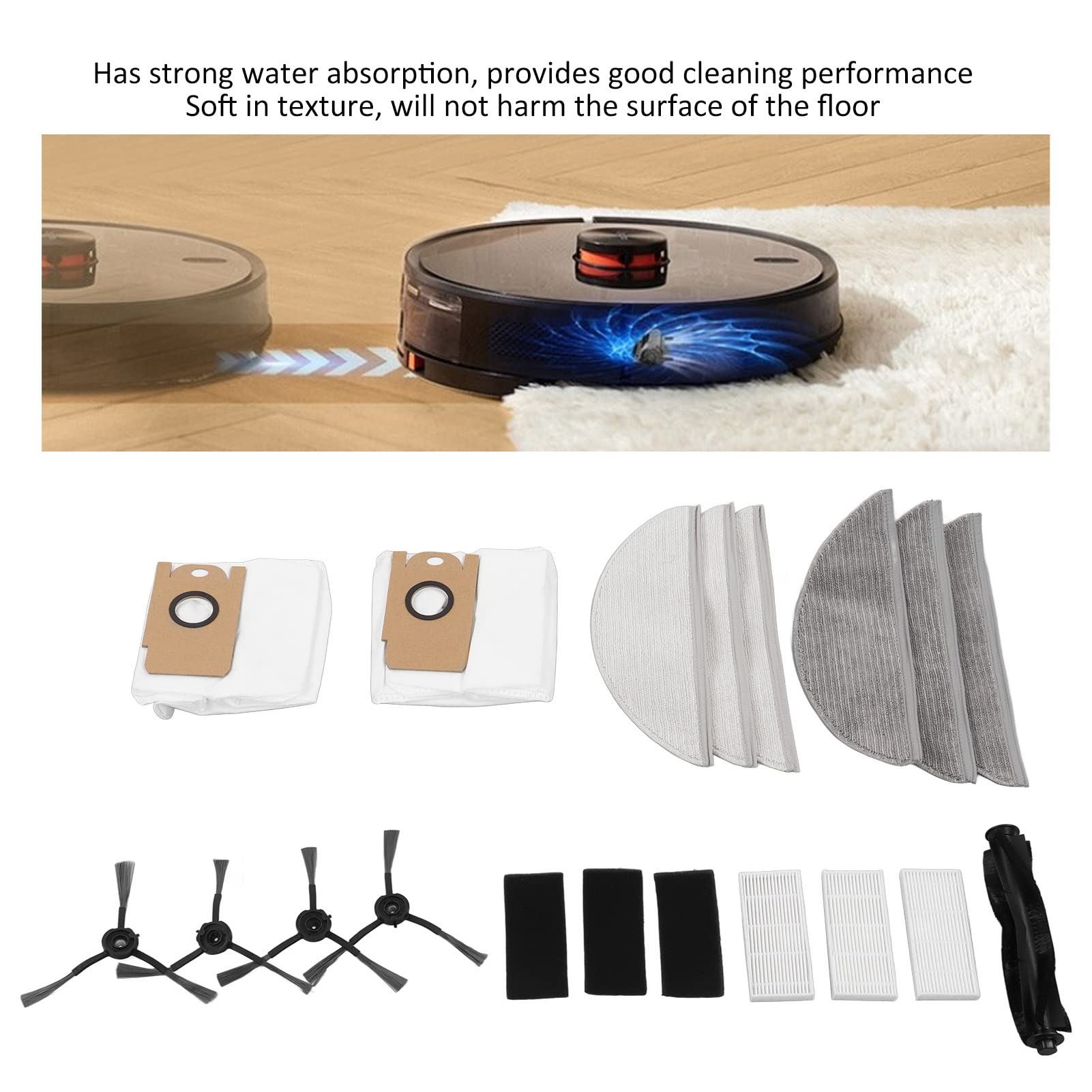 R1 Vacuum Replacement Kit - 4 Brushes, 3 Filters, 1 Roller - for Home Cleaning