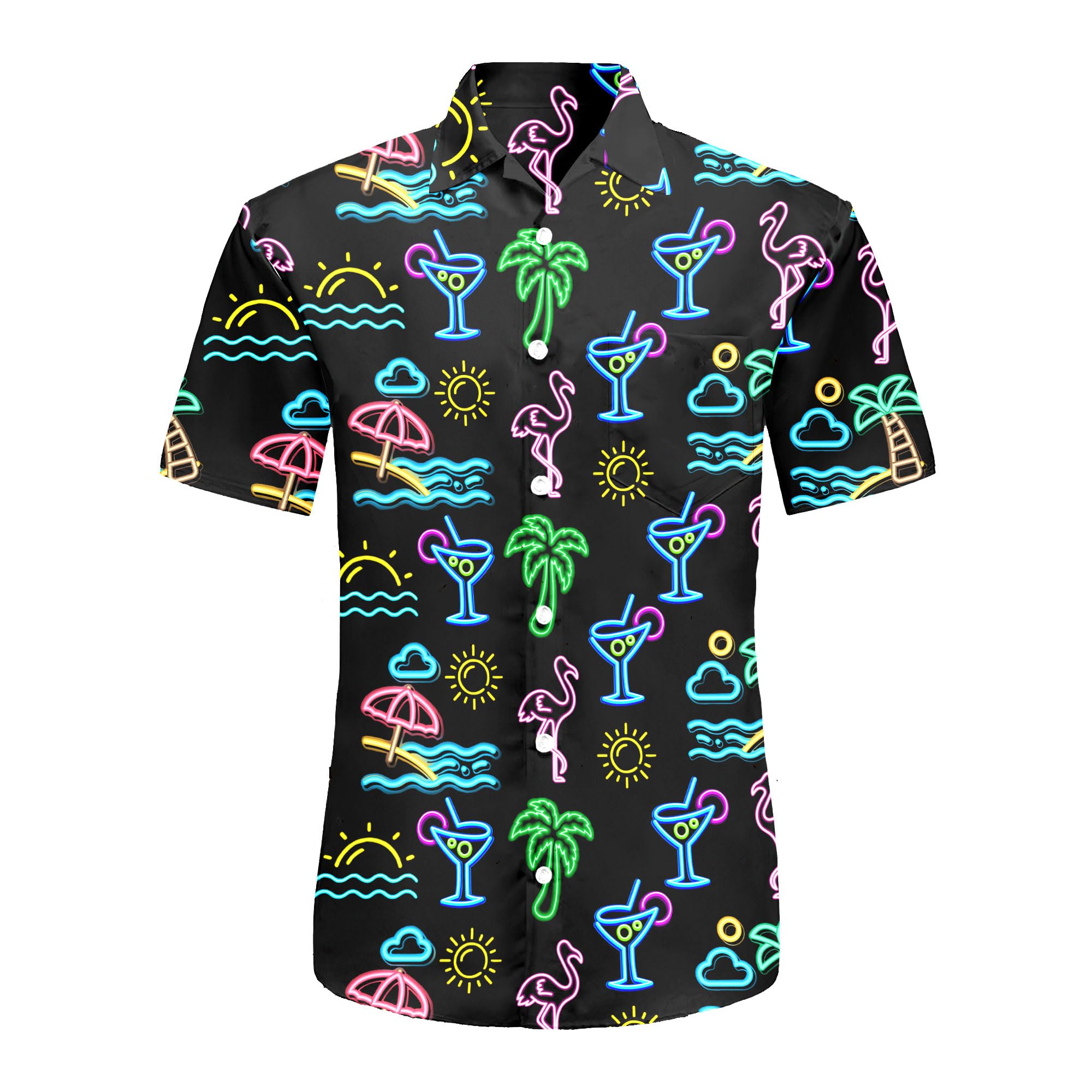 Men's Neon Button-Up Hawaiian Shirts - Vibrant Beach Shirts for Summer & Casual Wear | Perfect for Vacations, Parties & Tropical Outfits