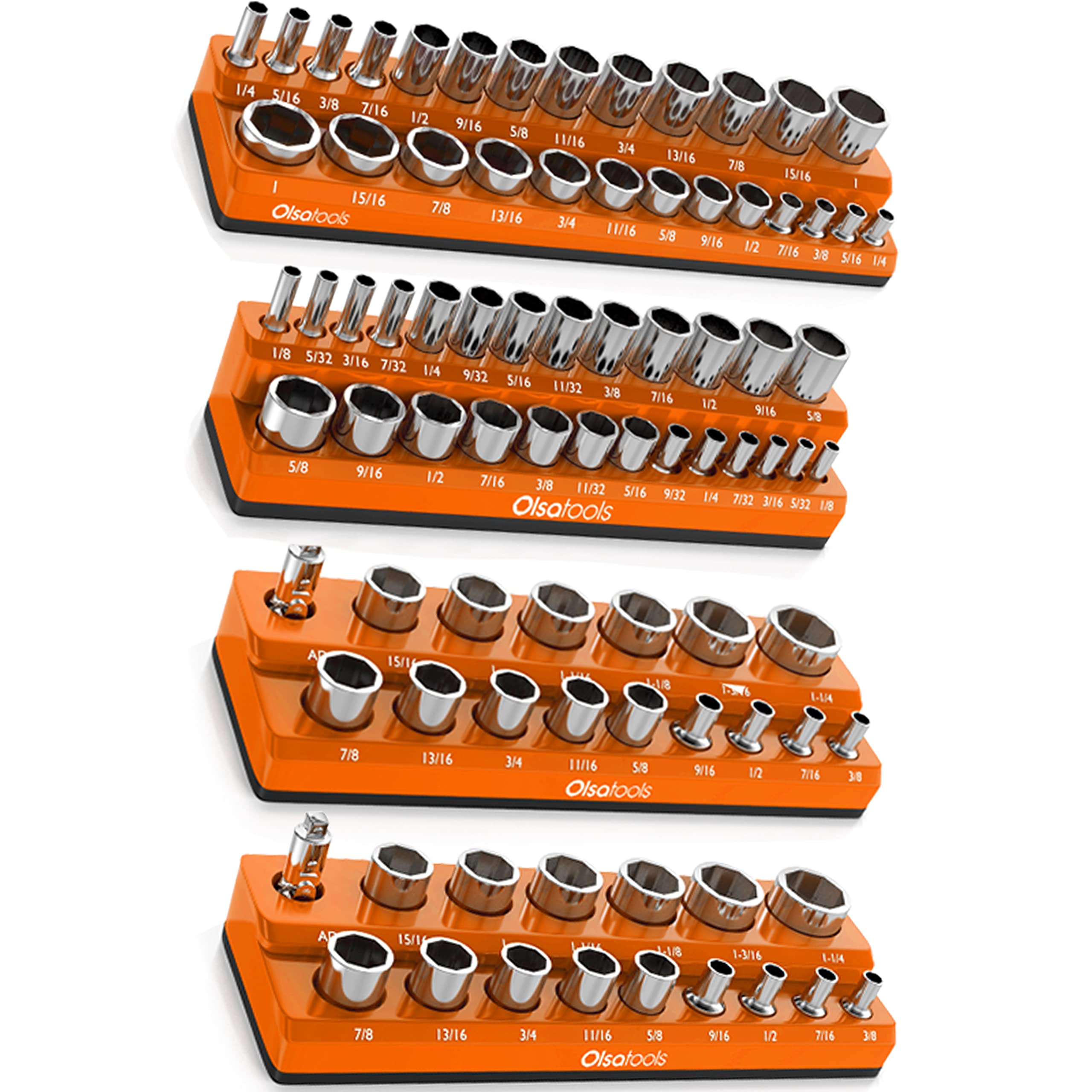 Olsa Tools Magnetic Socket Organizer Set - 4-Piece 1/2