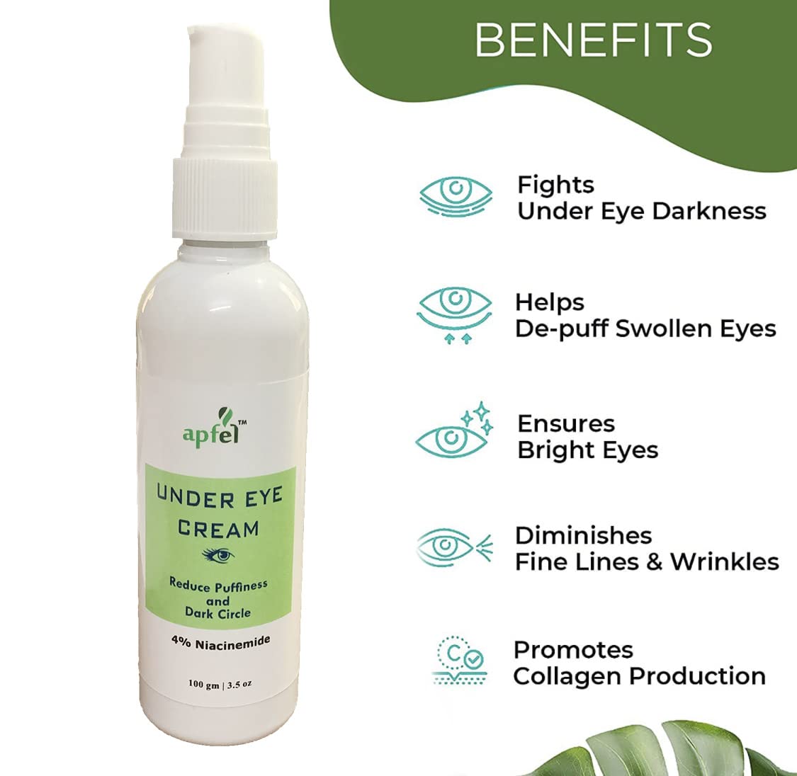Apfel Under Eye Cream (100g) for Dark Circles, Puffiness & Fine Lines - Vitamin E & Niacinamide Enriched | 94% User Satisfaction | Suitable for Women & Men | Perfect for Night Routine & Travel Skincare