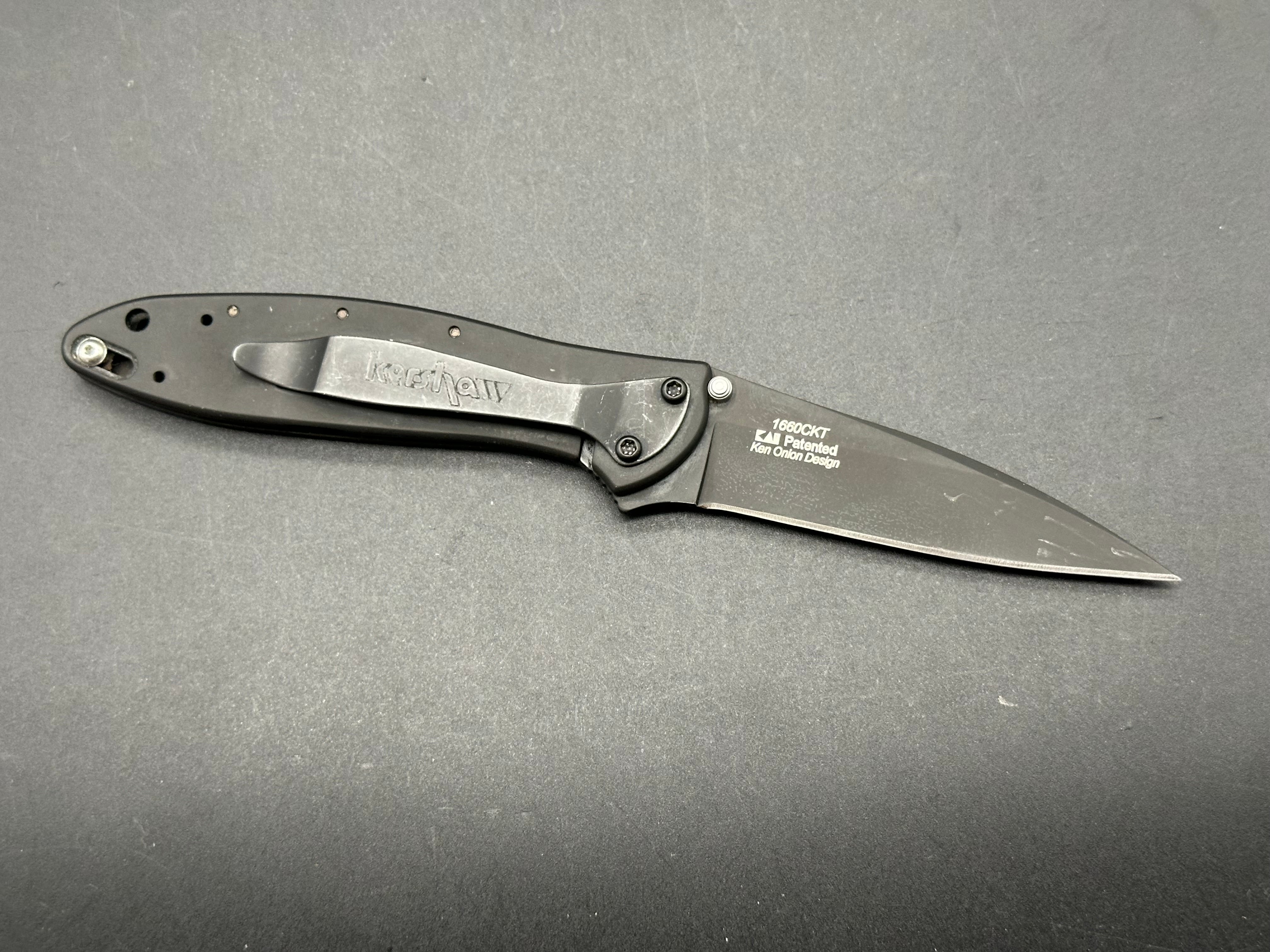 Kershaw Leek Black Aluminum Liner Lock Folding Knife - 3.25