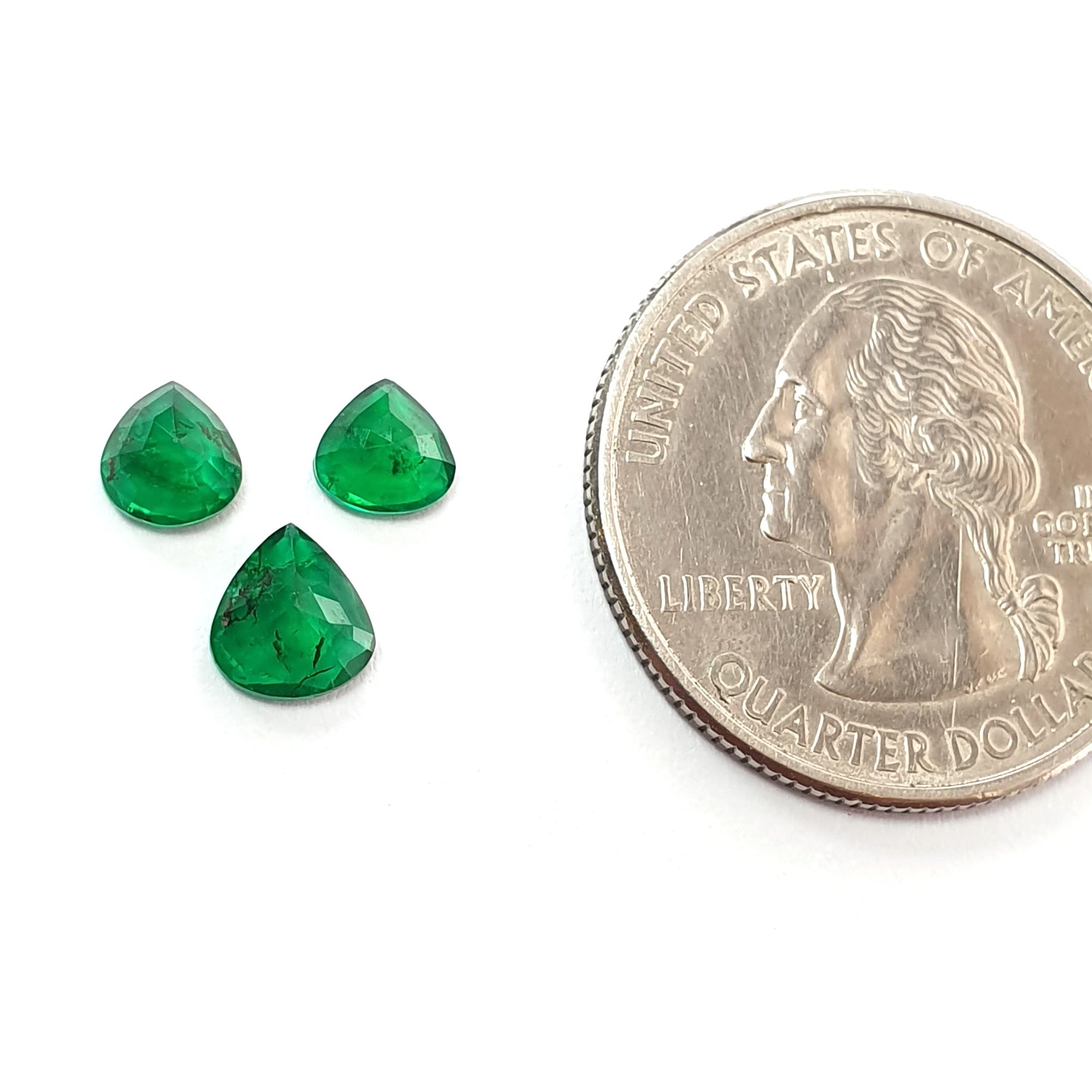 1.42ct Natural Green Emerald Heart Cut Gemstone Set - 3pc Untreated Unheated Fancy Emerald Jewelry for Engagement Rings & Pendant Necklaces