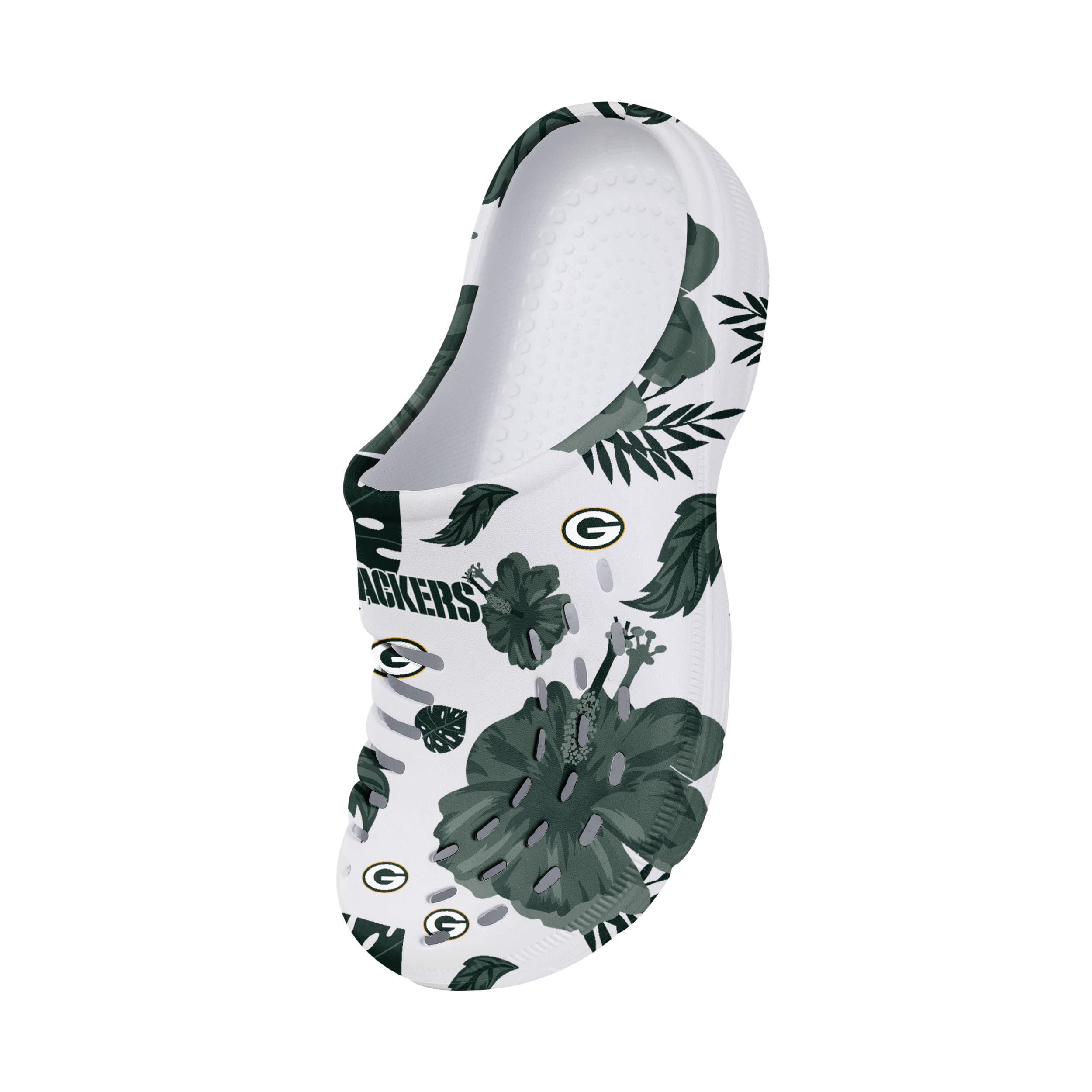 FOCO Women's NFL Team Logo Floral Garden Clog Sandals - Comfortable Waterproof Slip-On Shoes for Women, Perfect for Beach, Pool, Yard & Outdoor Activities