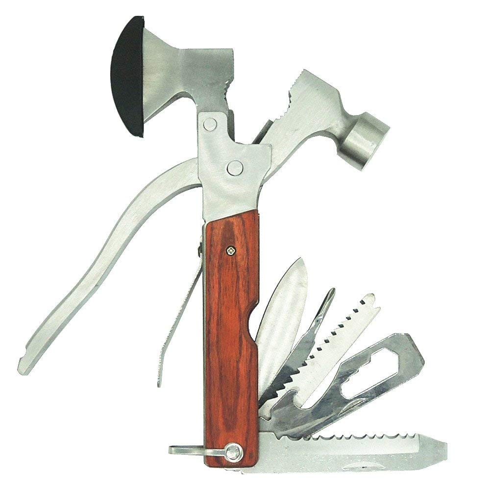 Best Portable Multipurpose Camping Hatchet - Survival Axe with Wood Inlay Handle, Heavy Duty Metal Outdoor Tool for Hiking, Bushcraft & Emergency - Perfect Gift for Men & Women