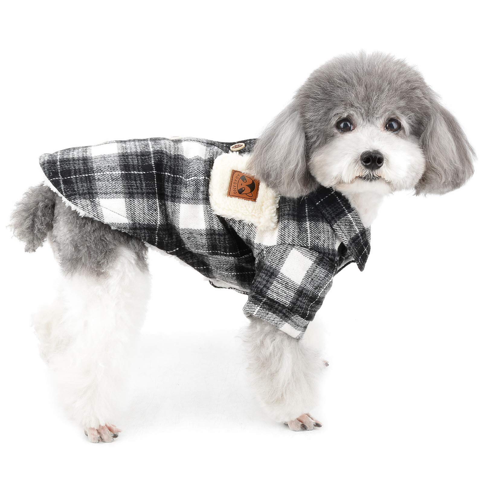 ZUNEA Plaid Fleece-Lined Winter Coat for Small Dogs & Cats - Warm Cold Weather Pet Sweater for Puppies, Girls & Boys (Black, M) - Perfect for Outdoor Walks & Winter Adventures