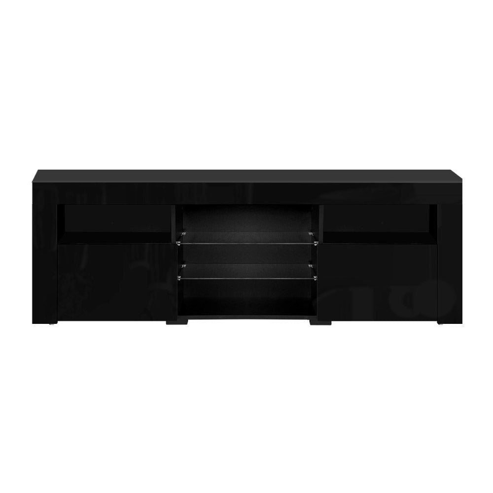 Artiss 160cm Black Bobi Entertainment TV Stand with LED Lighting - Perfect for Living Room, Bedroom & Home Theater Setup