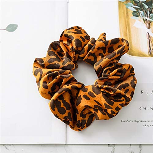 7 Pack Large Cheetah Print Elastic Satin Hair Scrunchies - Soft Hair Ties & Wristbands for Women & Girls (Sleep, Party, Shower, Curly Hair Care) - Fashionable Hair Accessories for Everyday Use, Workouts and Special Occasions