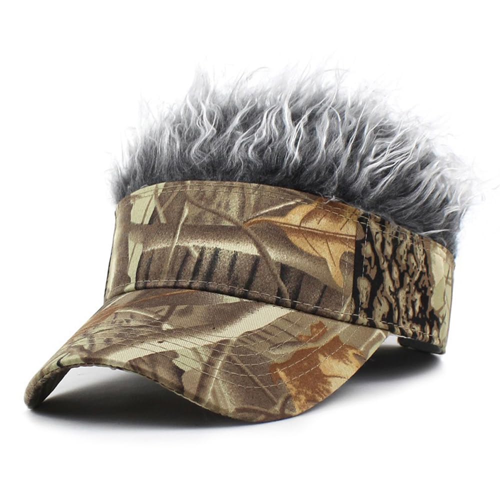 YEKEYI Spiked Funny Golf Visor Hat - Adjustable Novelty Wig Baseball Cap with Hair for Women & Men | Perfect for Golf, Cosplay, Parties & Sun Protection