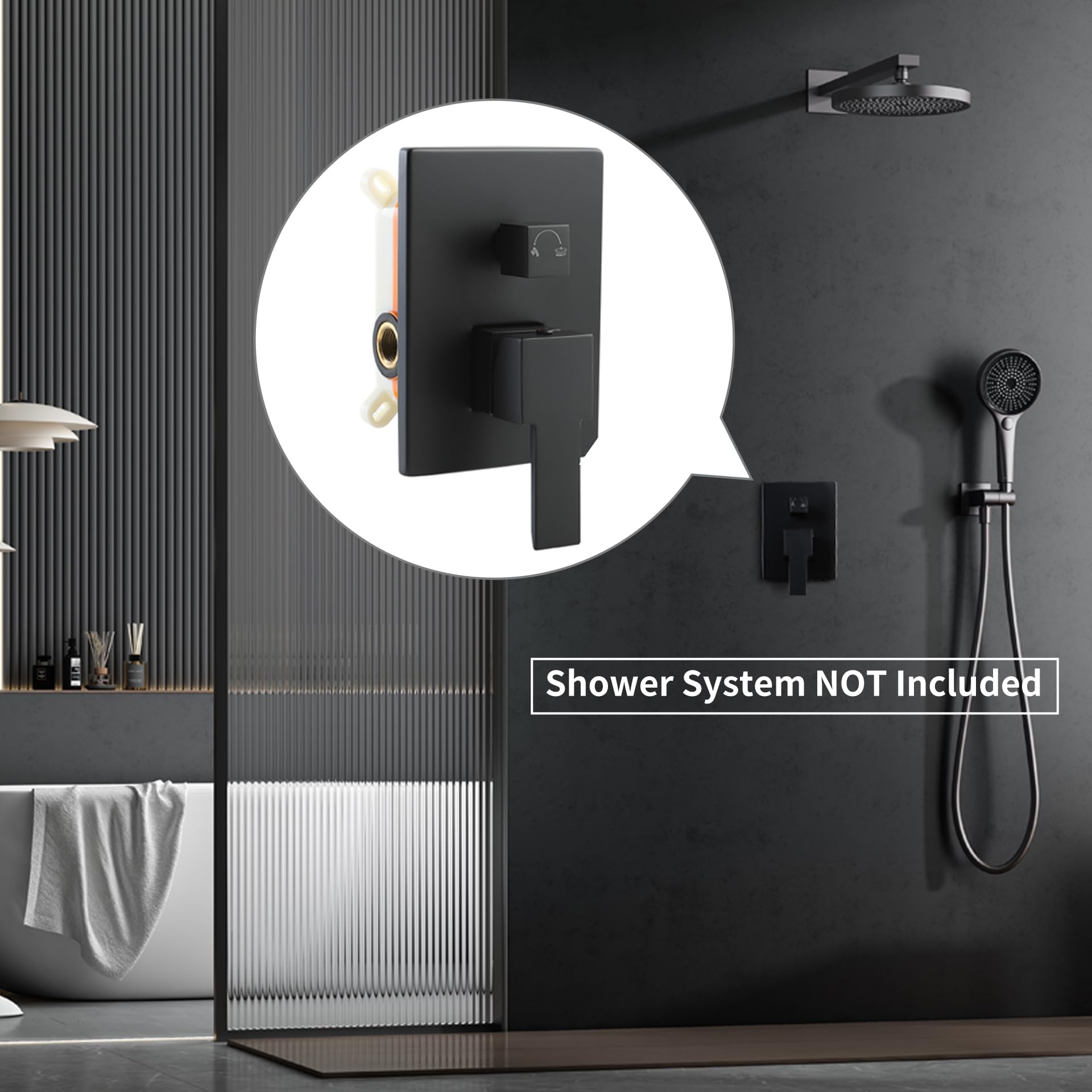 SKOWLL 2-Way Shower Diverter Valve Kit - Matte Black cUPC Certified Pressure Balancing Shower Mixer with Single Handle - Perfect for Bathroom Renovation & Modern Shower Systems