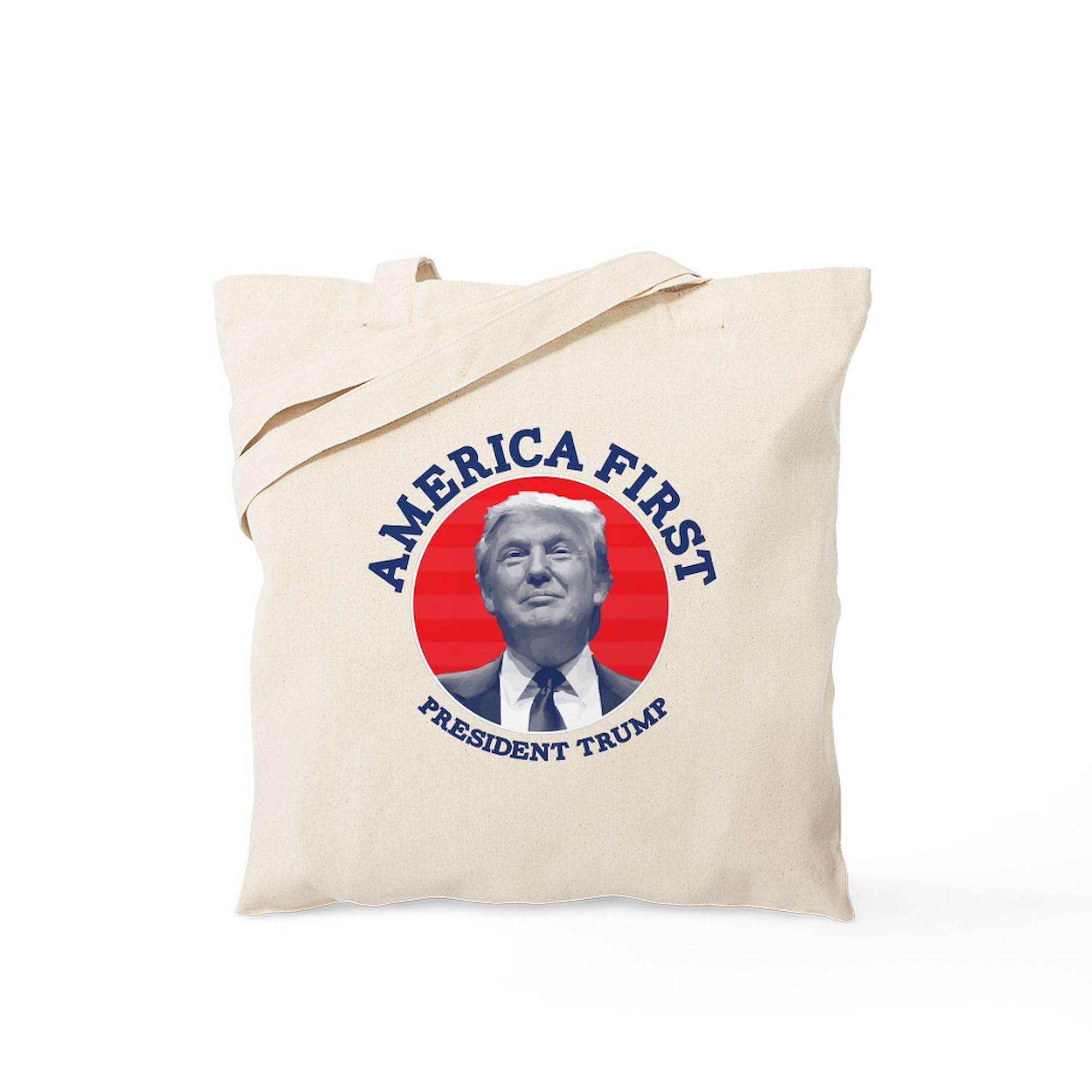 America First Tote Bag - Natural Canvas Reusable Shopping Bag for Groceries, Beach & Everyday Use | Patriotic Eco-Friendly Tote