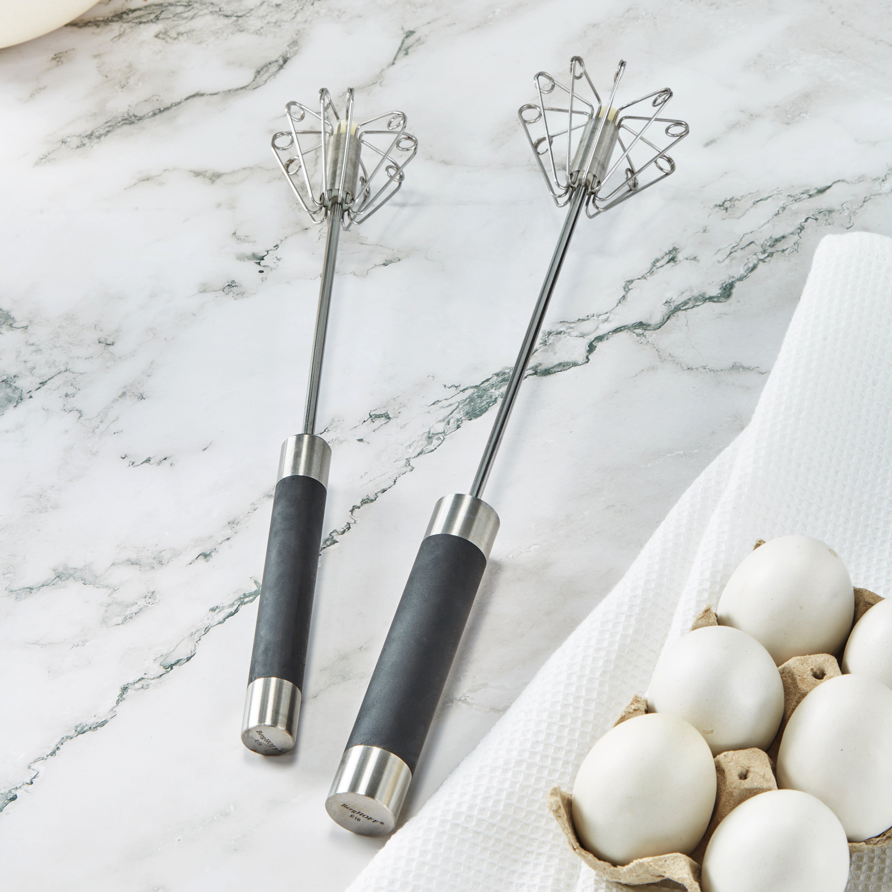 BergHOFF Essentials 18/10 Stainless Steel 14-Inch Miracle Whisk - Black - Professional Kitchen Tool for Baking, Mixing & Whisking Eggs, Cream & Sauces