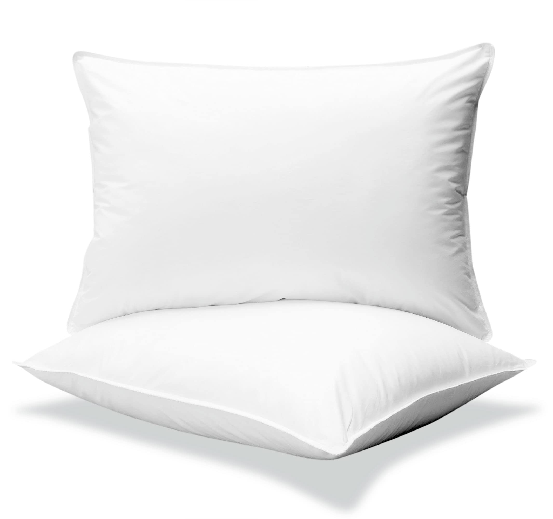 Premium Bluffy Goose Down Feather Pillows Set of 2 - Standard Size Hypoallergenic Bed Pillows for Side, Back & Stomach Sleepers - Luxury Hotel Quality Soft Pillows for Ultimate Comfort in Bedroom, Guest Room & Dorm