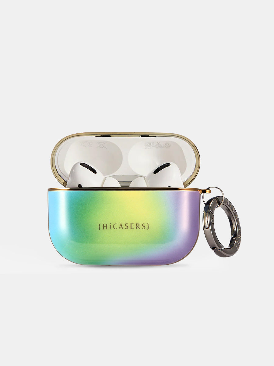Iridescent Green and Purple Watercolor Wash AirPods Case - Stylish Protective Cover for AirPods 1/2/3/Pro - Perfect for Everyday Use, Travel & Gifts