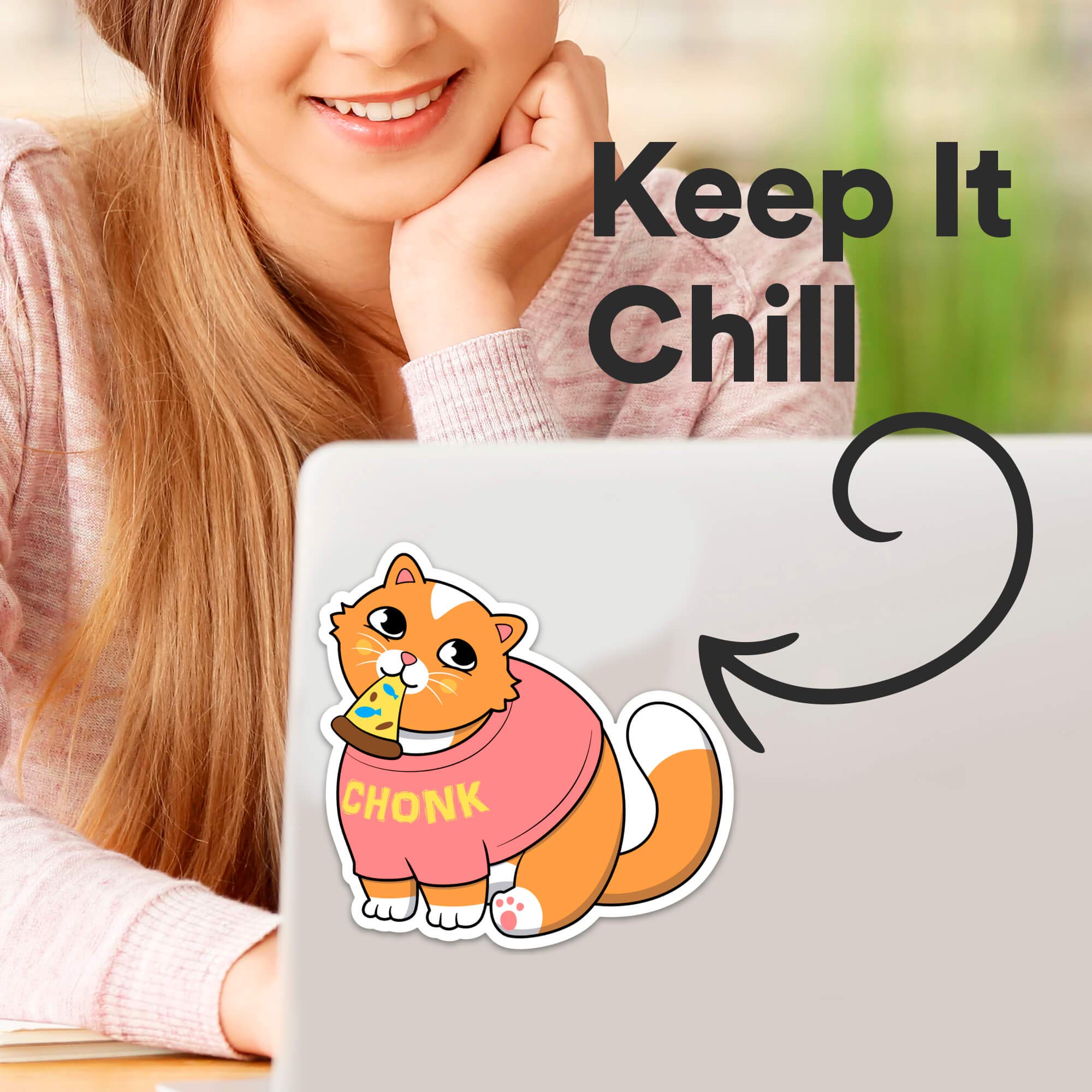 Stickeroonie Fat Cat CHONK Funny Vinyl Stickers - 4