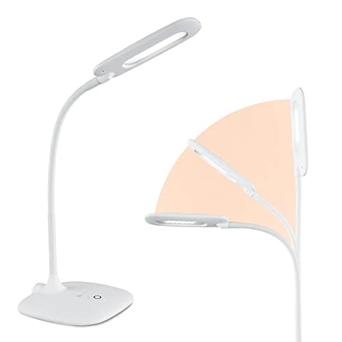 OttLite ClearSun LED Desk Lamp with 3 Brightness Levels - Energy Efficient Natural Daylight LED Light - Adjustable Flexible Neck & Touch Control for Home Office, Computer Desk, Dorm Room - Perfect for Reading, Studying & Night Work