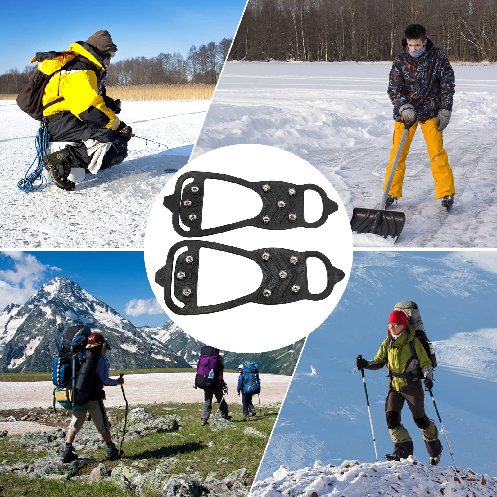 Best Ice Shoe Grips for Walking - Lightweight 8-Tooth Crampons for Snow & Ice (1 Pair, XL) - Perfect for Winter Hiking, Dog Walking & Outdoor Adventures