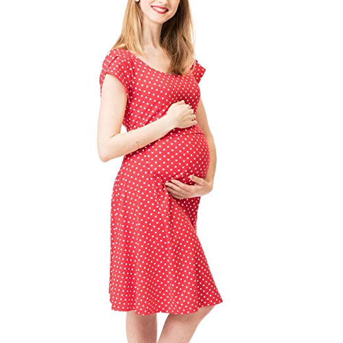 Stylish Polka Dot Maternity Dress for Pregnancy & Nursing - Boho Chic Baby Shower Outfit | Comfortable Nursing Outwear for Expecting Mothers