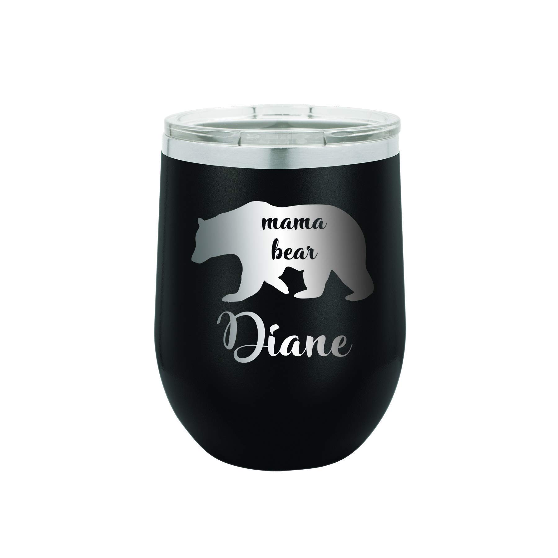 Personalized Mama Bear 2 Engraved 12oz Stainless Steel Tumbler - Insulated Stemless Cup for Coffee, Tea & Cold Drinks - Perfect Gift for Moms, Birthdays & Holidays