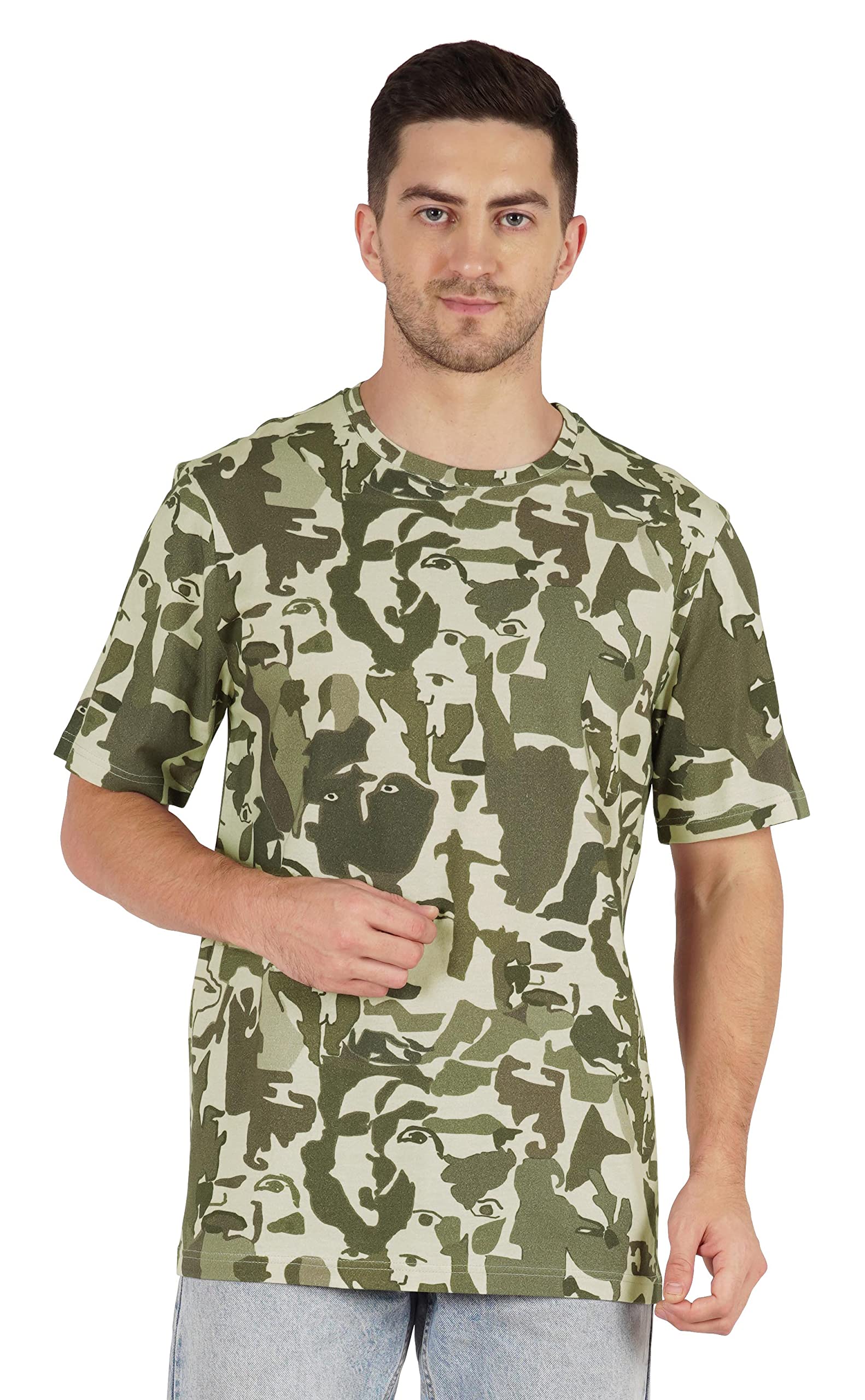 Inkmeso Men's Half Sleeve T-Shirt - Loose Fit Casual Printed Tee for Summer, Beach & Holiday - Breathable Cotton Shirt for Outdoor Activities, Travel & Streetwear
