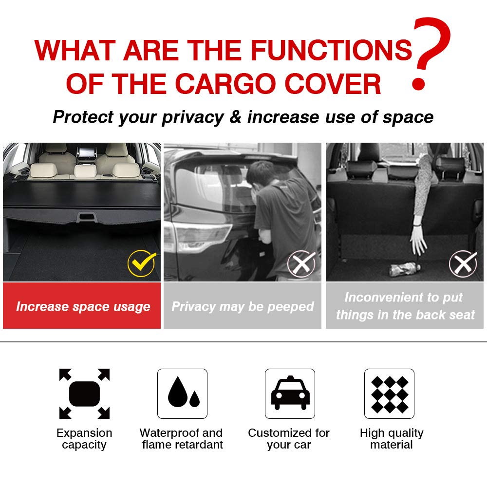 2010-2024 Toyota 4Runner Retractable Cargo Cover - Carbon Fiber Trunk Shade with No Gap | Perfect for Road Trips, Camping & Outdoor Adventures